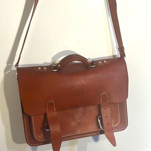 White Buffalo Republic  Bedford Satchel messenger bag hard leather